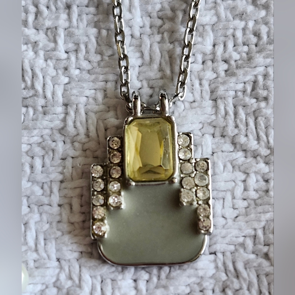 LIA SOPHIA Long Grey and White 3 Strand Necklace with Pendant